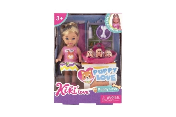 Poupée Kiki Anlily articulée en plastique 12cm avec animaux de compagnie et accessoires dans une boîte 12x16x4,5cm