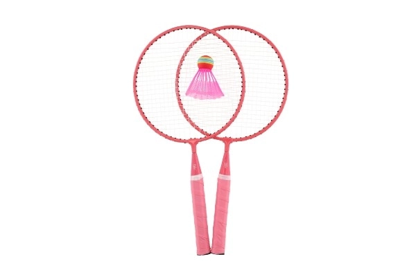 Set de badminton enfant métal/plastique 2 raquettes + 3 volants 2 couleurs dans filet 23x45x6cm