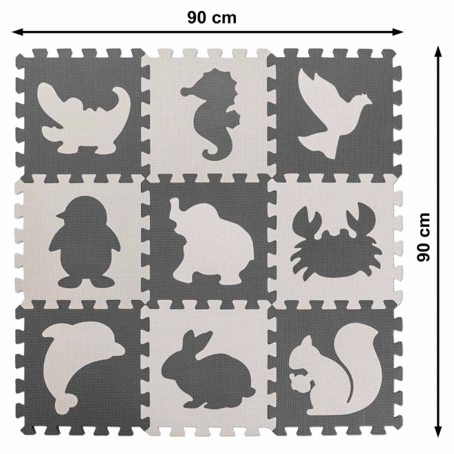 Puzzle en mousse contrastée avec animaux - 9 pièces