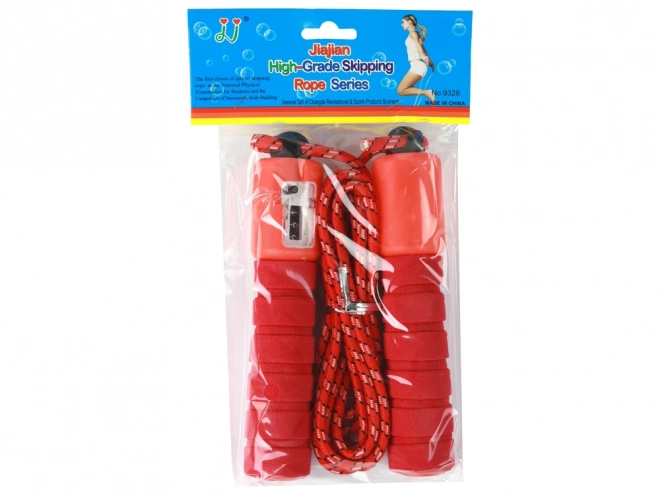 Corde à sauter rouge avec compteur 275 cm réglage fitness