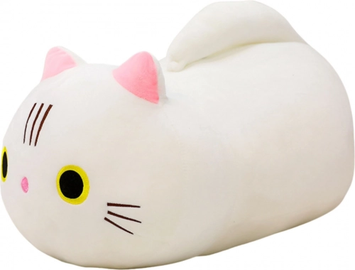 Jouet en peluche Chat à longue queue blanc 40 cm