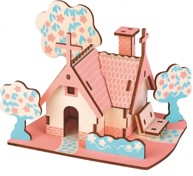 Puzzle 3D en bois de cabane américaine