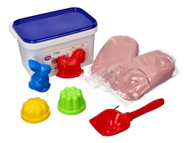 ADAM TOYS Sable cinétique rose 2 kg + moules et pelle