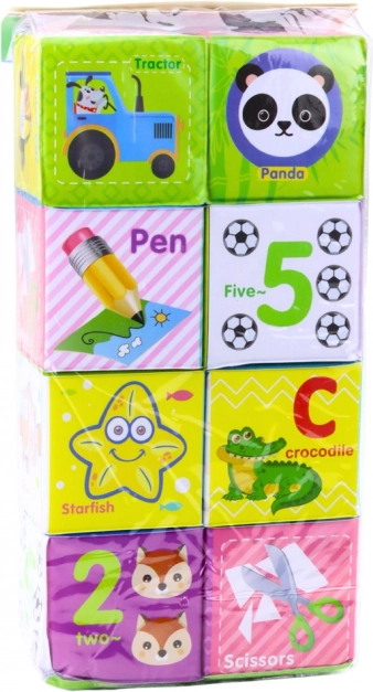 Blocs éducatifs colorés avec images et lettres