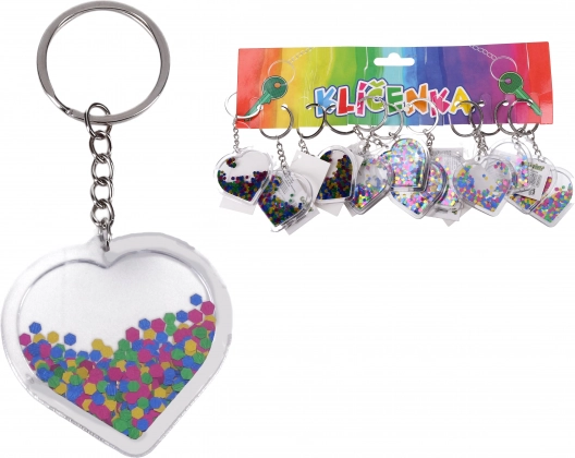 Porte-clés en acrylique pailleté – cœur
