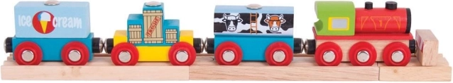 Bigjigs Rail train de marchandises avec 3 rails