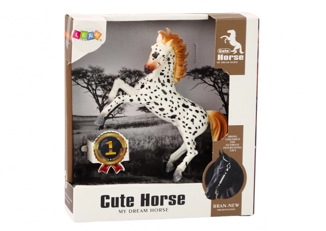 Figurine cheval blanc tacheté cheval debout écurie ferme cheval mignon