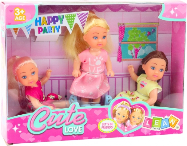 Ensemble de 3 Mini-Poupées pour Fête d'Anniversaire
