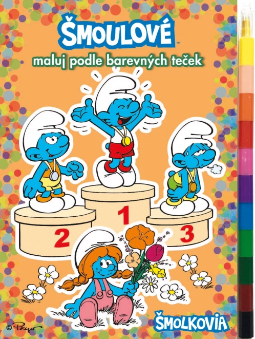 Coloriage Schtroumpfs Peins selon les points colorés