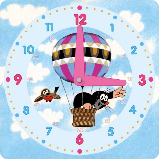 Horloge en papier colorée 21x21cm avec Krtek