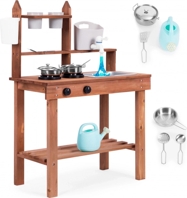 Cuisine extérieure boue pour enfants en bois de sapin ECOTOYS