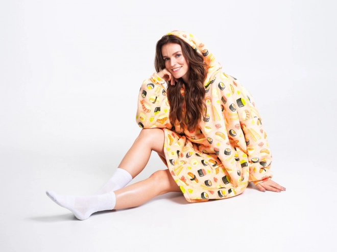 Cozy Noxxiez CH351 Sushi - couverture télévisuelle chaude à capuche pour adolescents et adultes