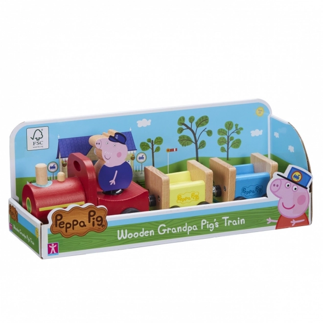 Train en bois Peppa Pig + figurine grand-père