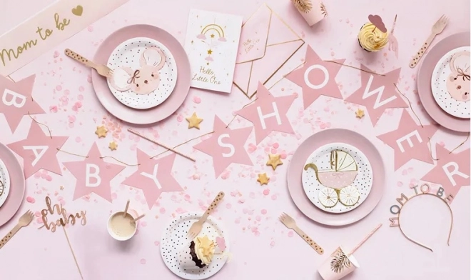Bannière signe pour baby shower étoiles couleur claire 290 cm x 16,5 cm – Rose clair