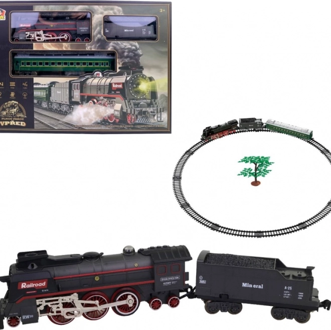 Ensemble de Train avec Locomotive à Vapeur sur Batterie avec Lumière et Son