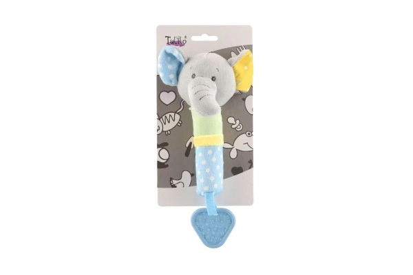 Jouet de dentition/hochet éléphant en peluche 23cm en sachet sur carte 0+