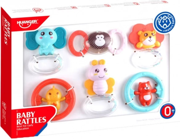 Ensemble de hochets et jouets pour bébé Animaux 6 pcs