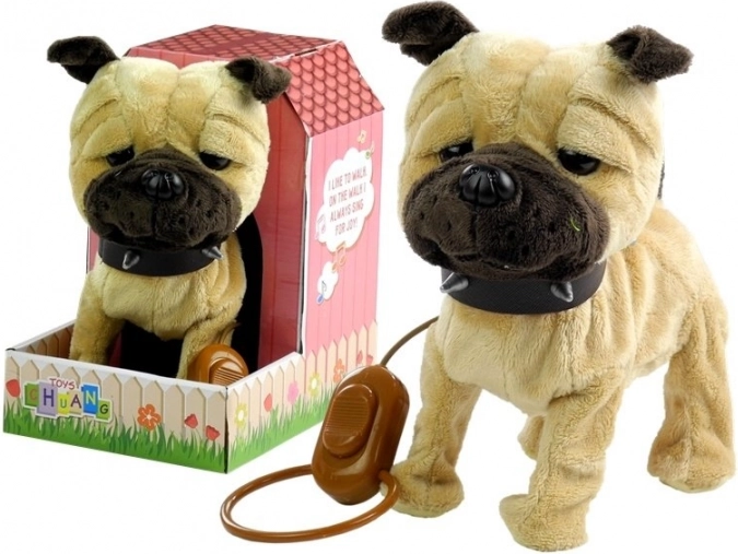 Chien interactif en laisse avec niche – beige