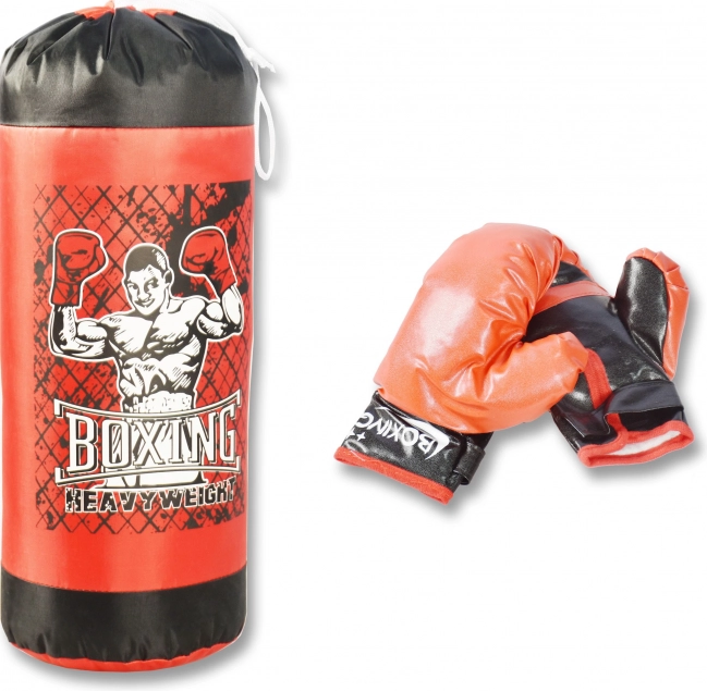 Sac de boxe avec gants 18x49 cm