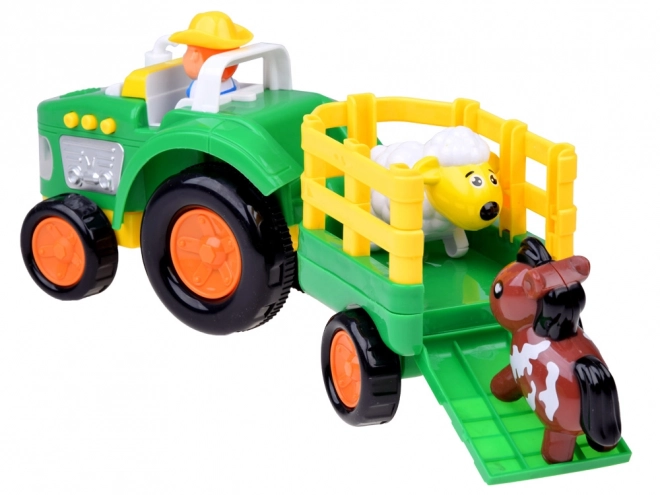 Tracteur agricole avec remorque et animaux son + lumière ZA5390