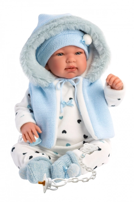 Llorens 84439 NOUVEAU-NÉ - poupée réaliste avec son et corps en tissu doux - 44 cm