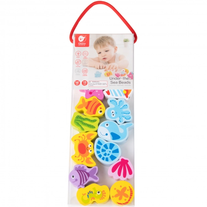 Perles à enfiler en bois Animaux aquatiques