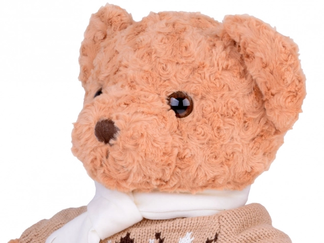Ours en peluche doux avec pull et écharpe, 60 cm