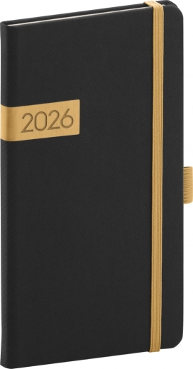 Agenda de poche Noire-et-dorée Twill 2026