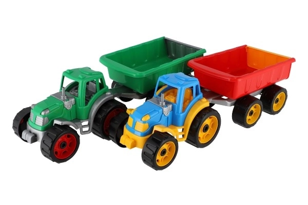Tracteur avec remorque en plastique 53cm à roue libre en filet