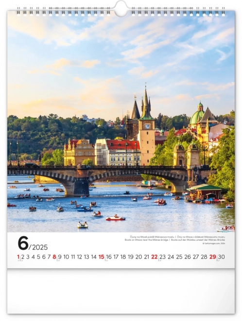 Calendrier mural Prague 2025, 30 × 34 cm
