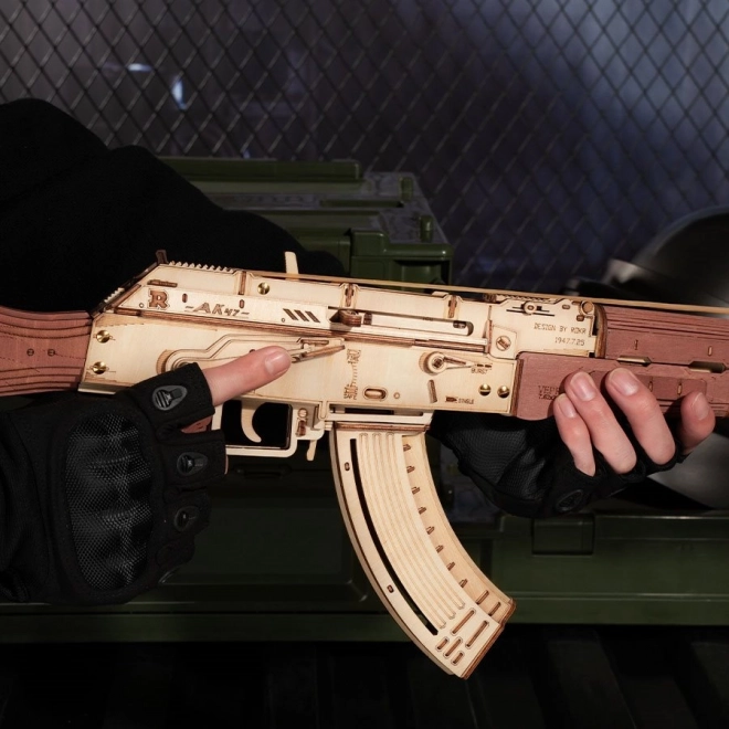 RoboTime 3D Puzzle mécanique en bois fusil d'assaut AK-47