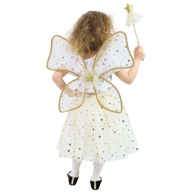 Costume de fée dorée pour enfants avec baguette et ailes