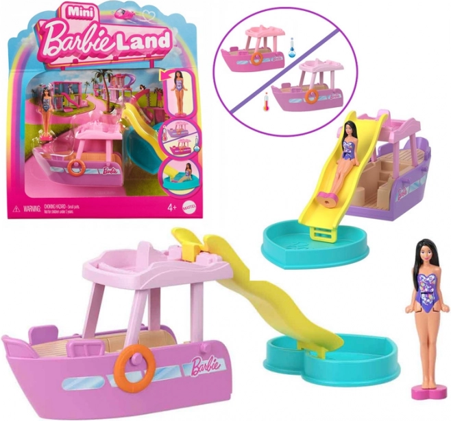 Mini bateau avec toboggan et petite piscine MINI BARBIE LAND de Mattel
