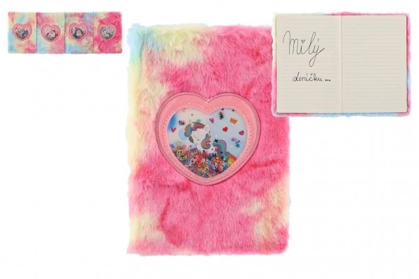 Bloc-notes en peluche arc-en-ciel licorne mélangé avec d'autres types dans un sac 16x21x2cm