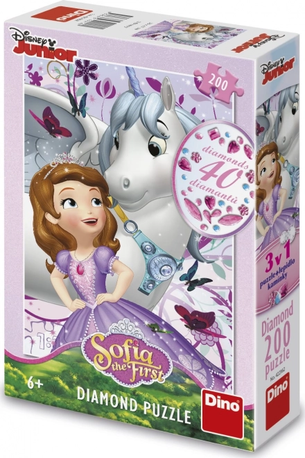 Puzzle Sofie et licorne avec pierres à décorer - 200 pièces