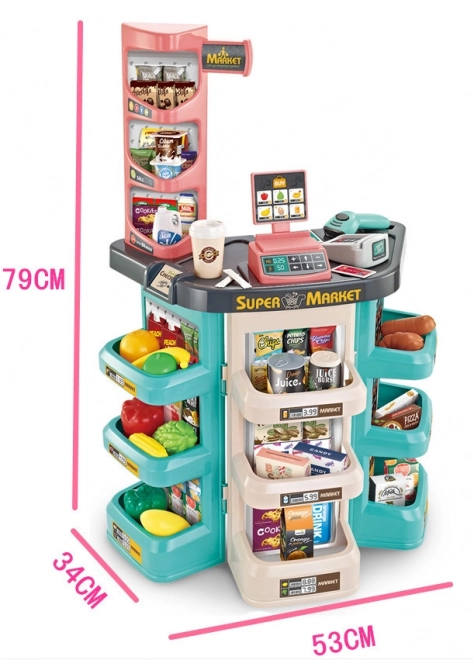 Supermarché pour enfants avec chariot et 47 accessoires Woopie