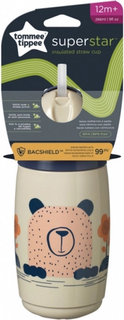 Tommee Tippee gobelet isotherme avec paille 266 ml gris
