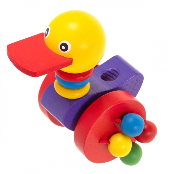 Canard en bois marchant sur bâton