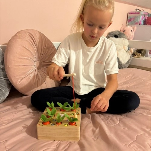 Jeu en bois Montessori 2-en-1 - Jardin de carottes pour enfants