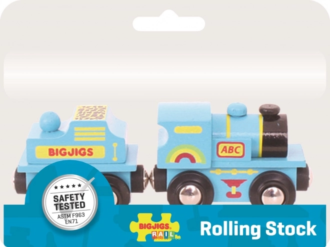 Locomotive bleue avec tender et 2 rails de Bigjigs Rail