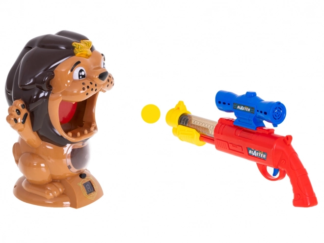 Tir sur cible de lion avec pistolet