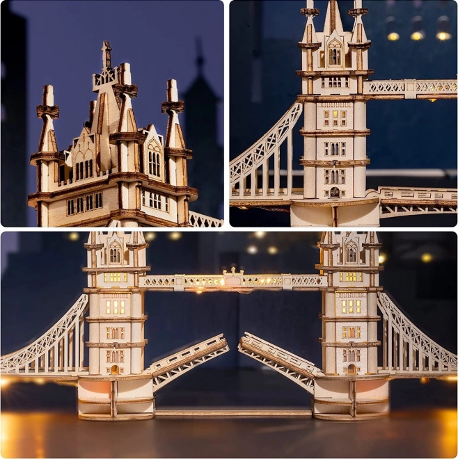 RoboTime puzzle en bois 3D pont Tower Bridge éclairé