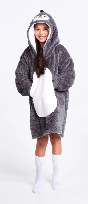 Cozy Noxxiez CH323 Pingouin - couverture à capuche télévisée et chauffante pour enfants 7 - 12 ans