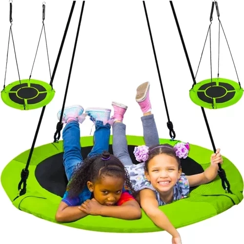 Balançoire suspendue nid de cigogne 120 cm vert‑noir