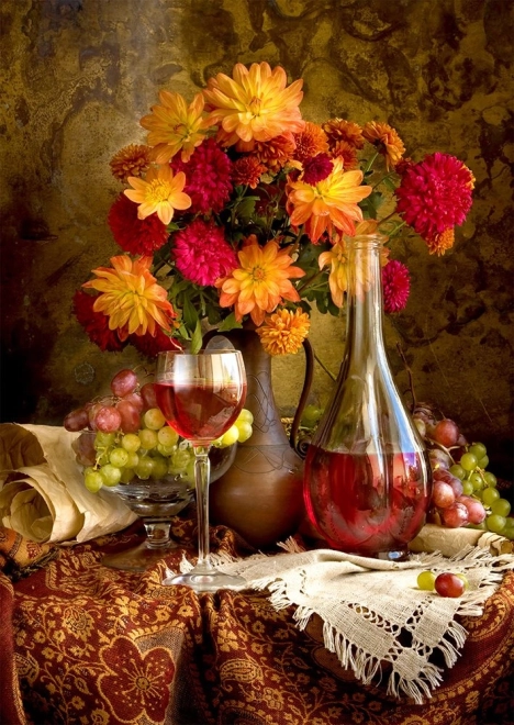 enjoy puzzle dahlias et vin 1000 pièces