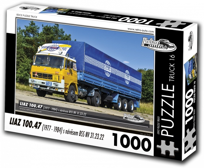 Puzzle rétro‑autos camion Liaz 100.47 avec semi‑remorque BSS NV 31.23.22 (1977–1984) – 1000 pièces