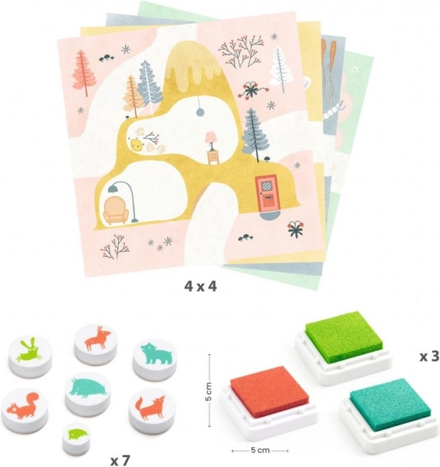 Ensemble de tampons Arbre d'animaux