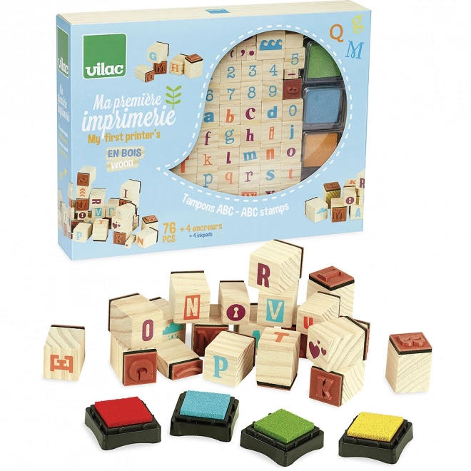 Vilac Tampons en bois Alphabet 76pcs