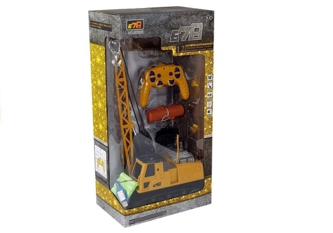 Véhicule de construction télécommandé RC grue bras mobile lumière jaune