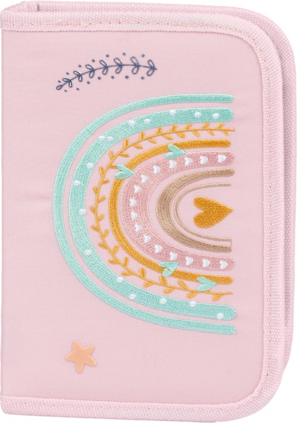 trousse scolaire un étage arc-en-ciel rose